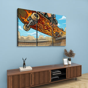 Kids Room Skateboard Canvas Wall Art – Bold Street Style Print | 1, 3 & 5 Panel