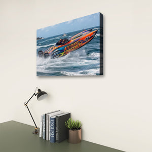 Attitude Adjustment – Twin-Engine Racing Boat 5-Panel Canvas Wall Art