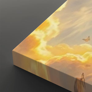 God Releasing Butterflies — Divine Grace at Sunrise Canvas Wall Art
