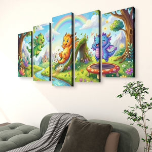 Playful Dragons Wall Art – 1, 3 & 5 Panel Canvas Print