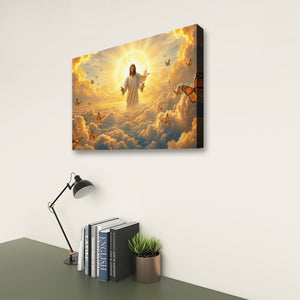 God Releasing Butterflies — Divine Grace at Sunrise Canvas Wall Art