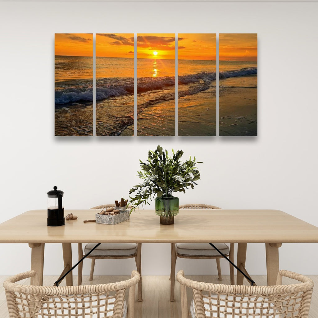 Madeira Beach Florida Sunset Rolling Waves Gulf of America Split Canvas Panel Wall Art