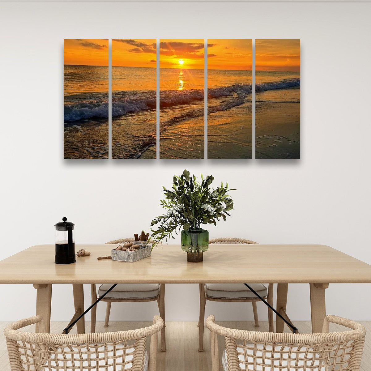 Madeira Beach Florida Sunset Rolling Waves Gulf of America Split Canvas Panel Wall Art