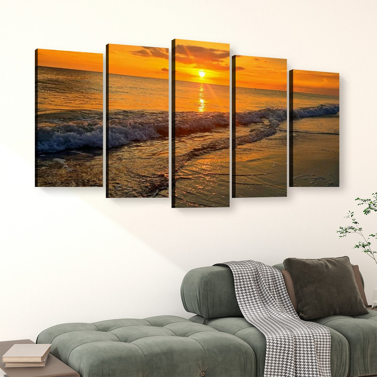 Madeira Beach Florida Sunset Rolling Waves Gulf of America Split Canvas Panel Wall Art