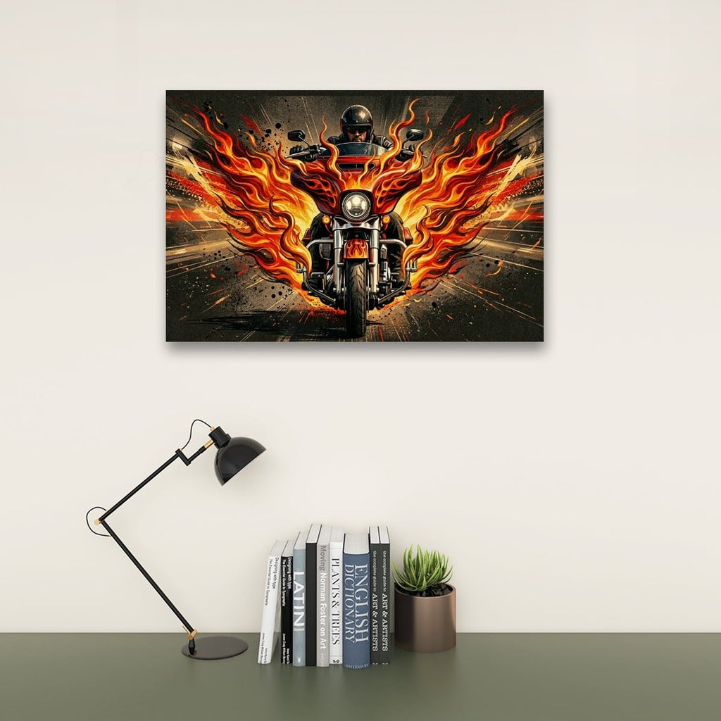Custom Flame Paint Bagger Dresser Motorcycle Canvas Wall Art