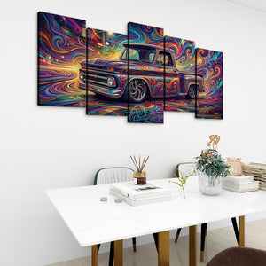 1966 Chevy C10 Stepside Shortbed – Abstract Fidelity 5-Panel Canvas Wall Art
