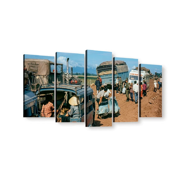 Vietnam War Canvas Wall Art – Chaos on the Road to Ben Hue | 5-Panel Level Military History Print