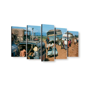 Chaos on the Road to Ben Hue – Vietnam War 5-Panel Canvas Wall Art