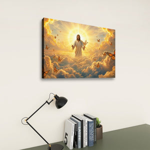 God Releasing Butterflies — Divine Grace at Sunrise Canvas Wall Art