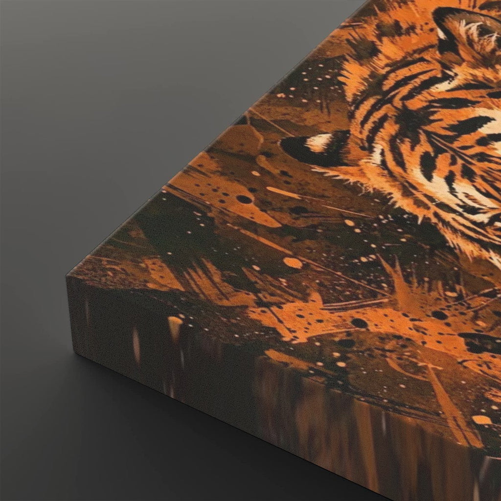 Abstract Tiger Canvas Split Panel Wall Art – Orange & Black 5-Panel Level