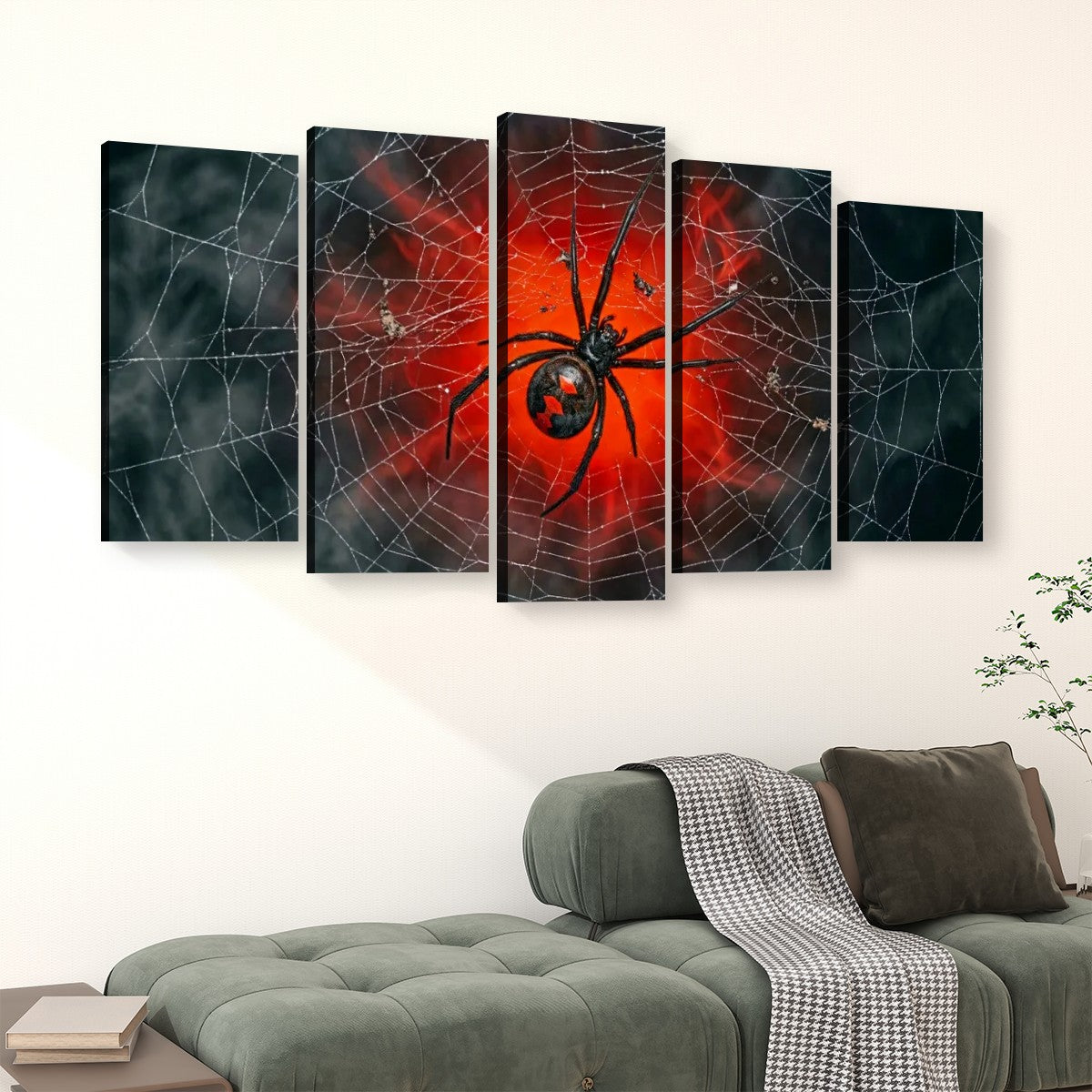 Black Widow Spider Web Canvas Wall Art