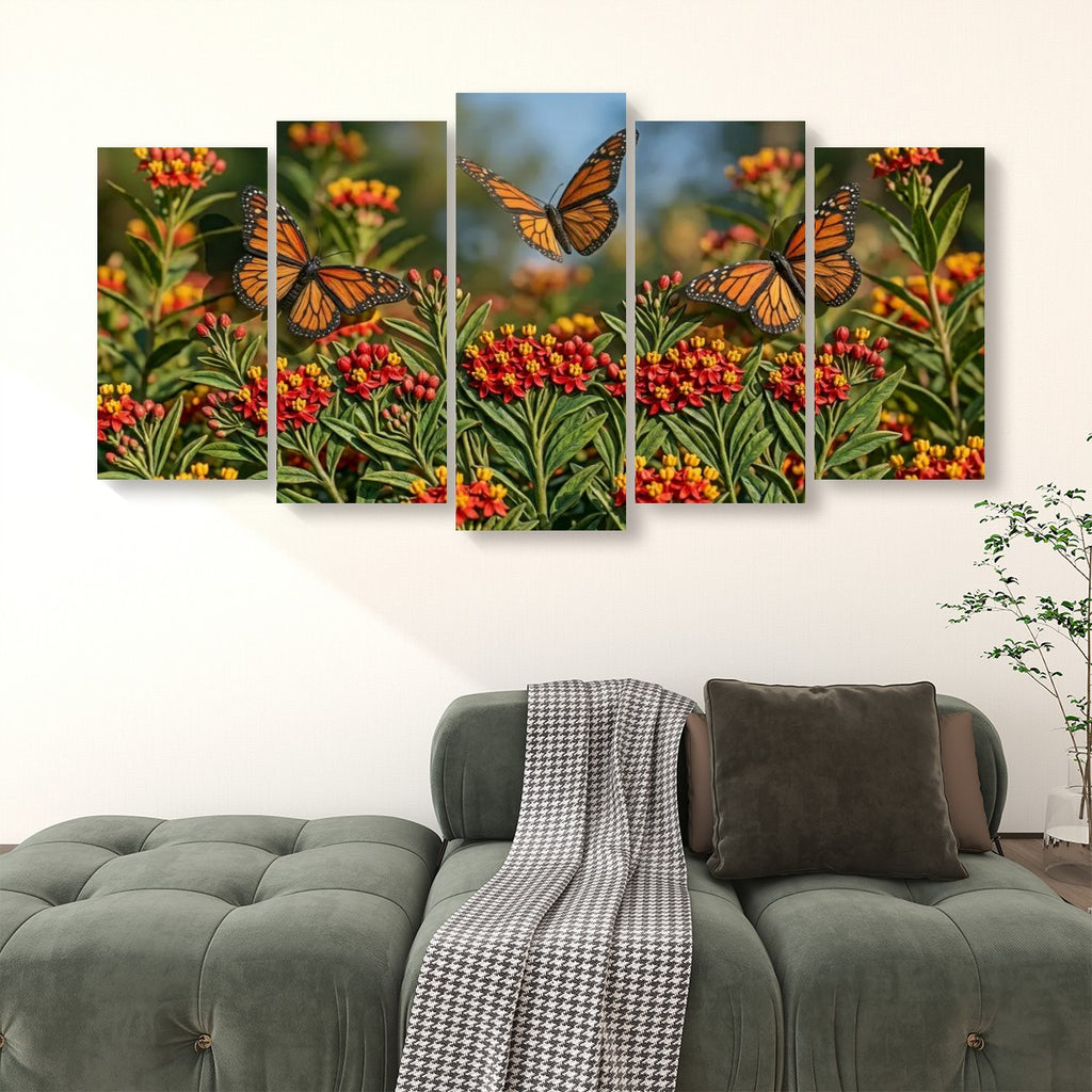 Monarch Butterfly Garden — 3D Milkweed Canvas Wall Art