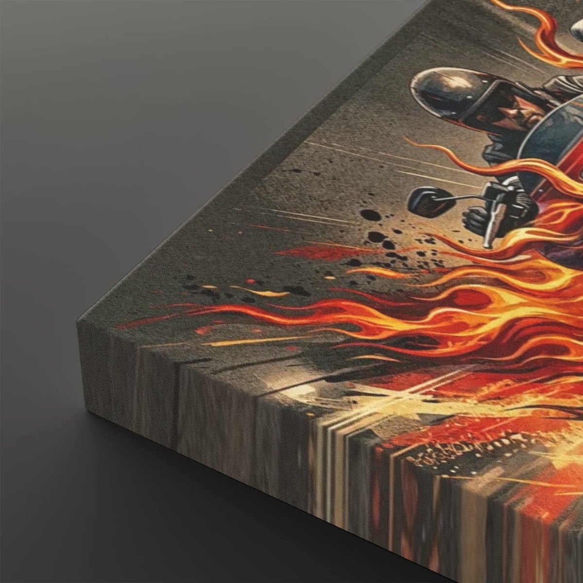 Custom Flame Paint Bagger Dresser Motorcycle Canvas Wall Art