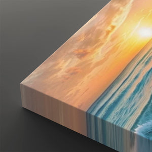 Golden Tide – Sunset Beach Surf Canvas Wall Art | Single, 3-Panel & 5-Panel