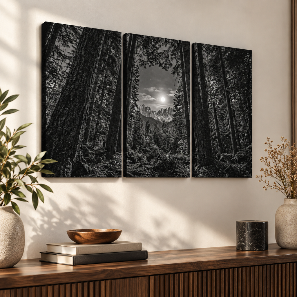 Enchanted Moonlit Forest Living room wall decor over sofa