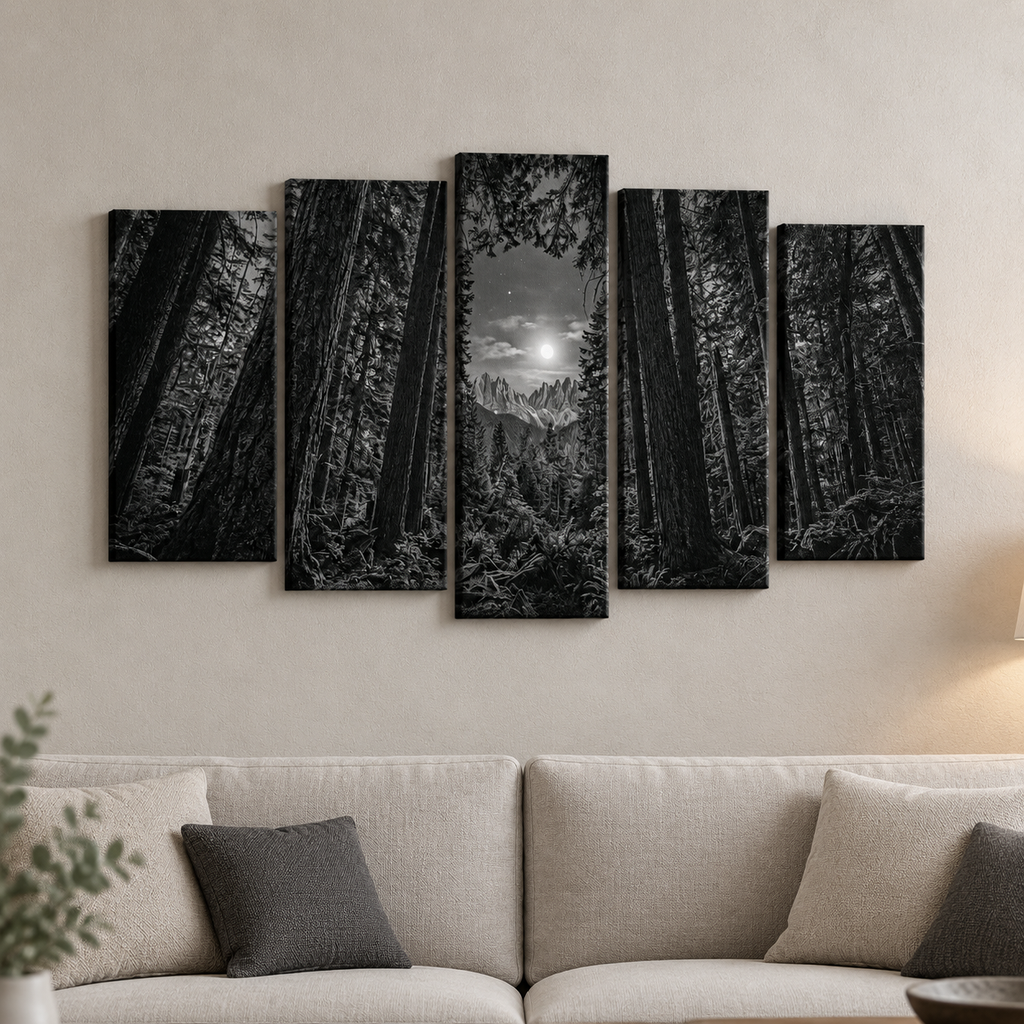 Enchanted Moonlit Forest Living room wall decor over sofa
