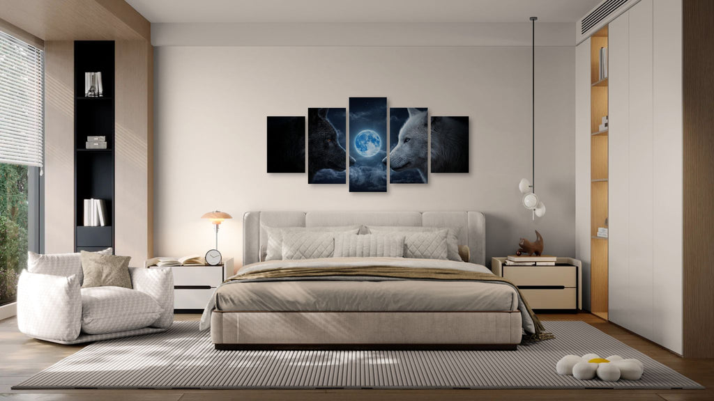 Gulf Moon Reflection Canvas Wall Art – Moonlit Beach Night Scene | 1, 3 & 5 Panel Coastal Print