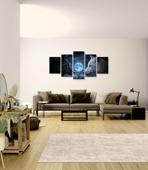 Gulf Moon Reflection — Moonlit Beach Canvas Wall Art