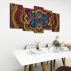 Neon Wings – Psychedelic Butterfly Multi-Panel 3 and 5 Panel Canvas Wall Art