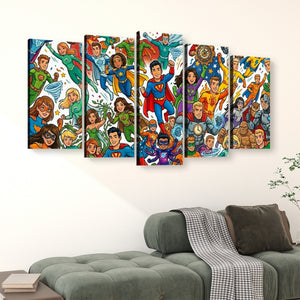 Kids Superhero Wall Art – 1, 3 & 5 Panel Canvas Print for Boys & Girls