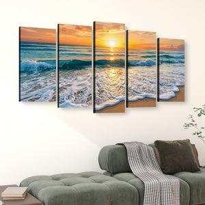Golden Tide – Sunset Beach Surf Canvas Wall Art