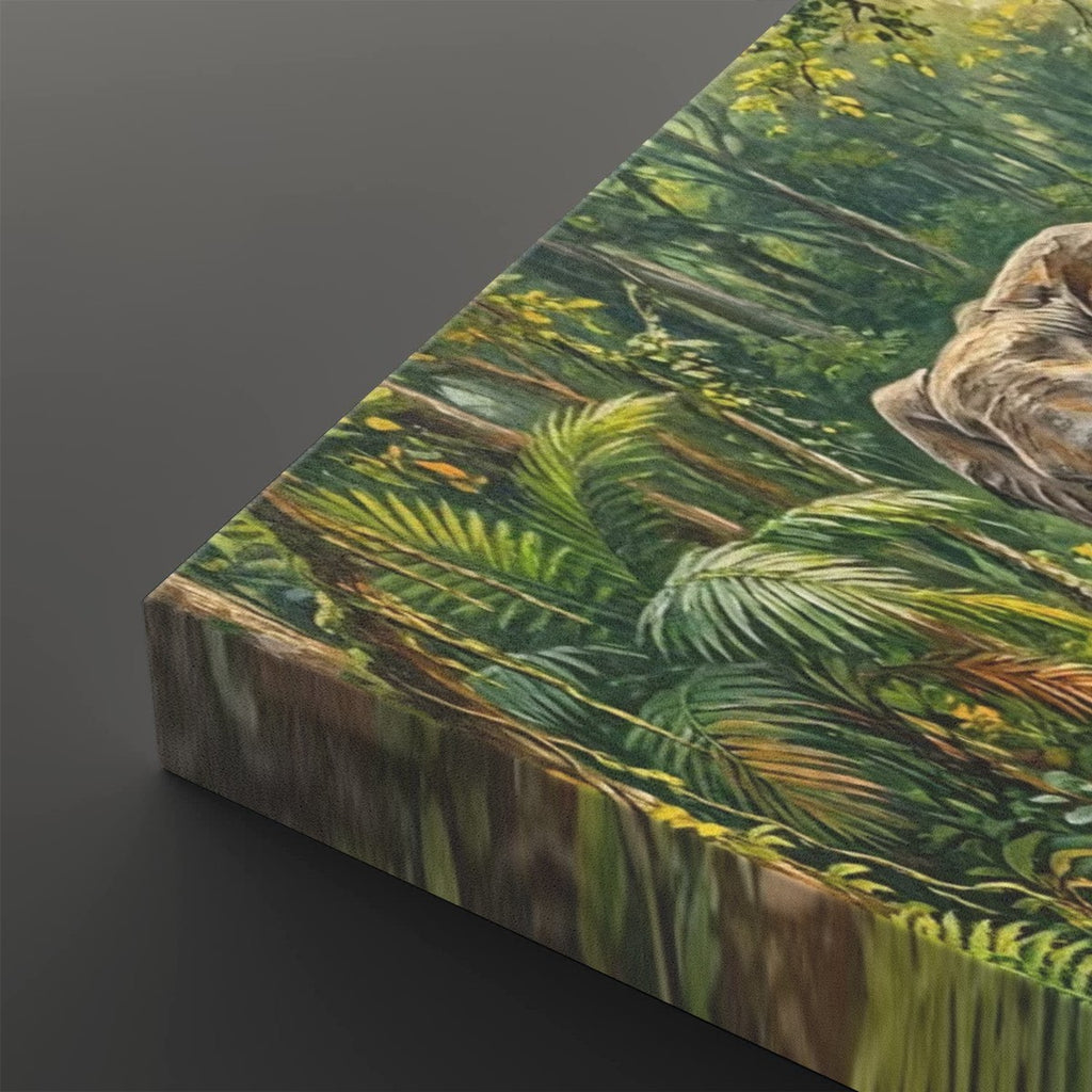 Elephant & Calf Jungle Canvas Wall Art | 1, 3 & 5-Panel Multi-Panel Print | Wildlife Nature Wall Décor | Gallery-Wrapped