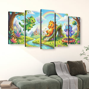 Playful Dragons Wall Art – 1, 3 & 5 Panel Canvas Print