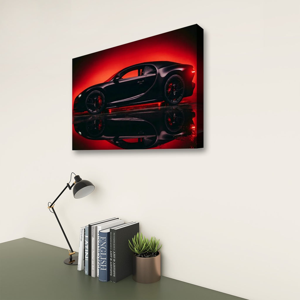 Bugatti Chiron Canvas Wall Art – Dark Reflection Supercar Print | 5-Panel Level Garage Décor