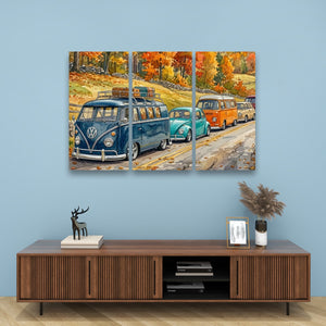 Classic Volkswagen Parade | VW Watercolor 5-Panel Canvas Print