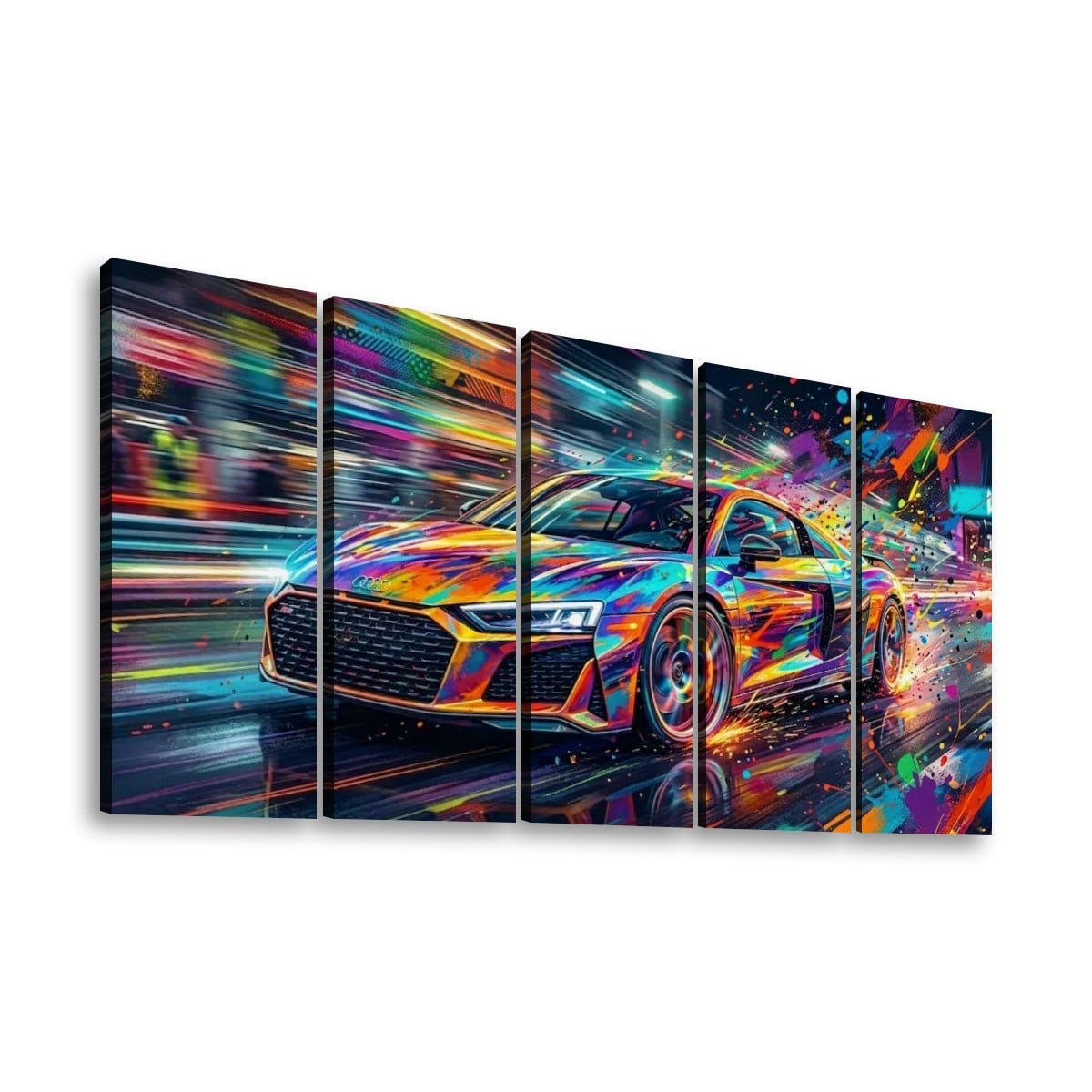 Supercar Abstract Multi-Color — 5-Panel Level Canvas Wall Art