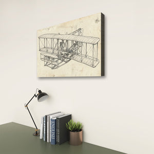First Flight — Wright Brothers Sketch 5-Panel Canvas Wall Art