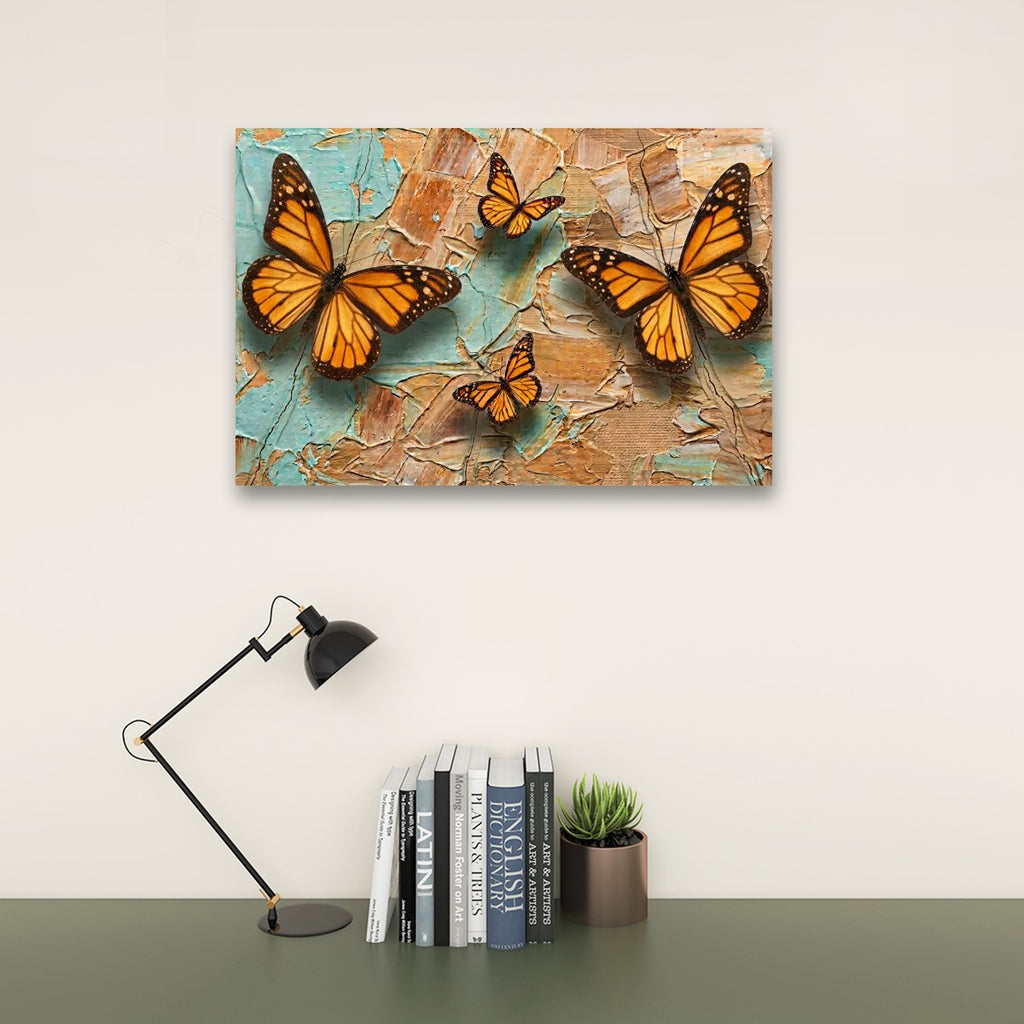 Pastel Oil Type Painting Monarch Butterfly Butterflies 1, 3, 5-Panel Split Canvas Wall Art