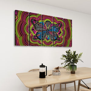 Neon Wings – Psychedelic Butterfly Multi-Panel 3 and 5 Panel Canvas Wall Art
