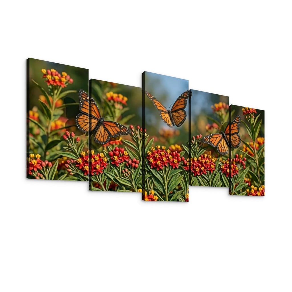 Monarch Butterfly Garden — 3D Milkweed Canvas Wall Art
