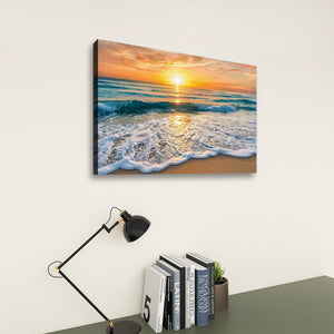 Golden Tide – Sunset Beach Surf Canvas Wall Art