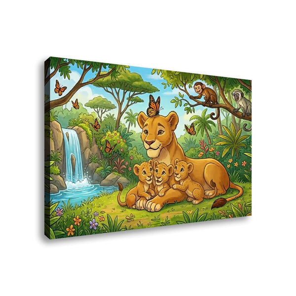 Kids Lion Canvas Wall Art – Bold Wildlife Print for Children's Rooms | 1 & 3 Panel Bedroom Décor