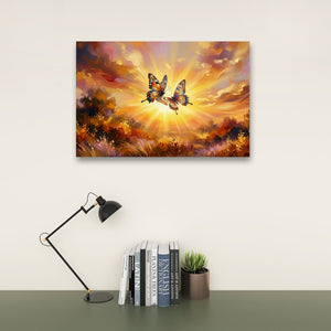 Golden Hour Butterflies – Warm & Ethereal Canvas Wall Art