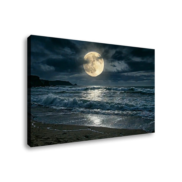 Gulf Moon Reflection Canvas Wall Art – Moonlit Beach Night Scene | 1, 3 & 5 Panel Coastal Print