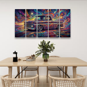 1966 Chevy C10 Fleetside Shortbed – Abstract Fidelity 5-Panel Canvas Wall Art