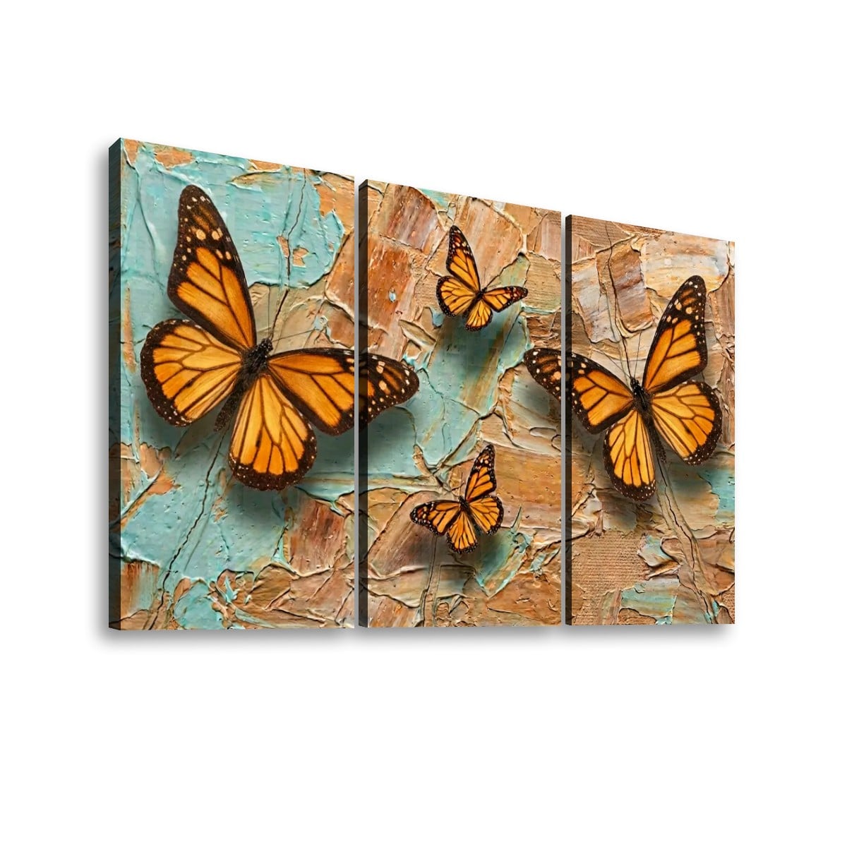 Pastel Oil Type Painting Monarch Butterfly Butterflies 1, 3, 5-Panel Split Canvas Wall Art