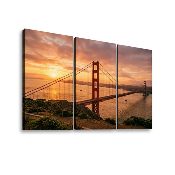 Golden Gate Bridge Canvas Wall Art – Golden Hour San Francisco | Multi-Panel Landmark Print