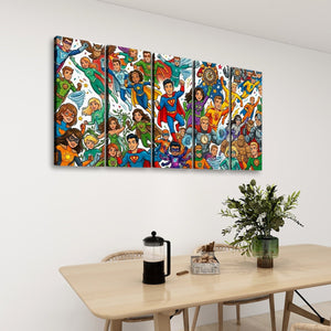 Kids Superhero Wall Art – 1, 3 & 5 Panel Canvas Print for Boys & Girls