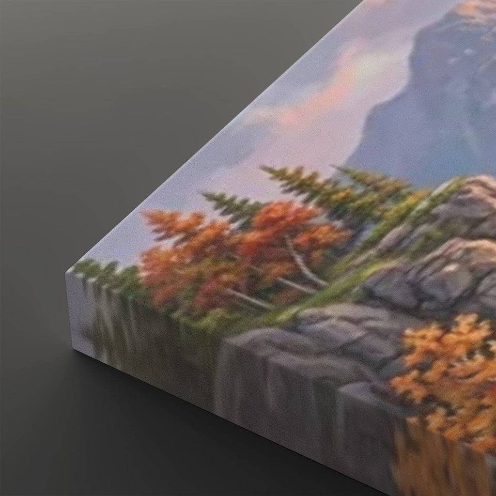 Waterfall Landscape Mountain Multi-Color Scene 5-Panel Canvas Wall Art