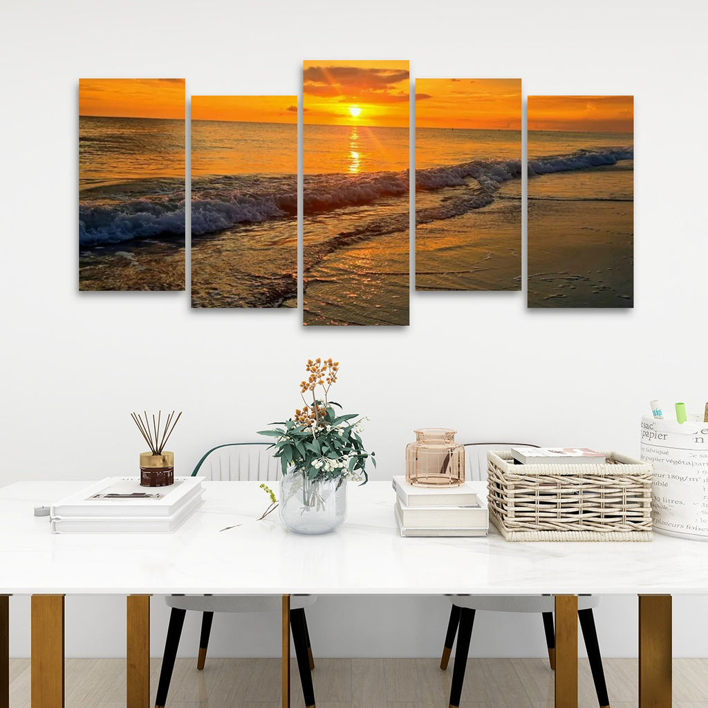 Madeira Beach Florida Sunset Rolling Waves Gulf of America Split Canvas Panel Wall Art