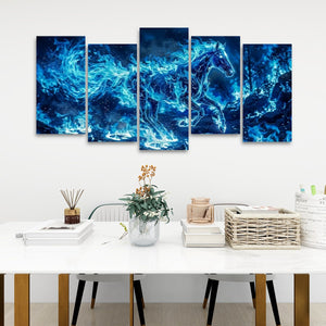 Blue Fire Horse — Abstract Original Canvas Wall Art