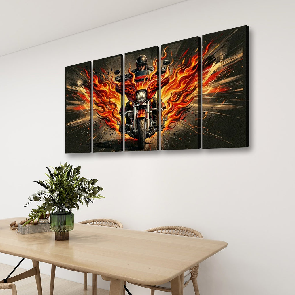 Custom Flame Paint Bagger Dresser Motorcycle Canvas Wall Art