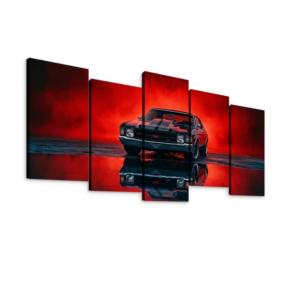 Chevy Chevelle SS Black Red Glow Canvas Wall Art