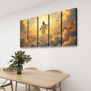 God Releasing Butterflies — Divine Grace at Sunrise Canvas Wall Art