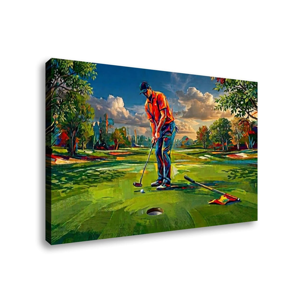 Golfer Golfing Putter Putting on Green — Golf Course Split Canvas Panel 1, 3 & 5 Wall Art