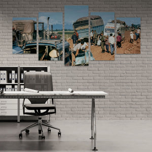Chaos on the Road to Ben Hue – Vietnam War 5-Panel Canvas Wall Art